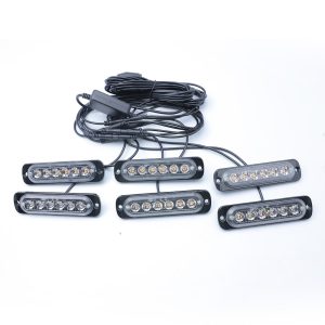 1-to-6 Amber LED Grille Warning Strobe Light Kit