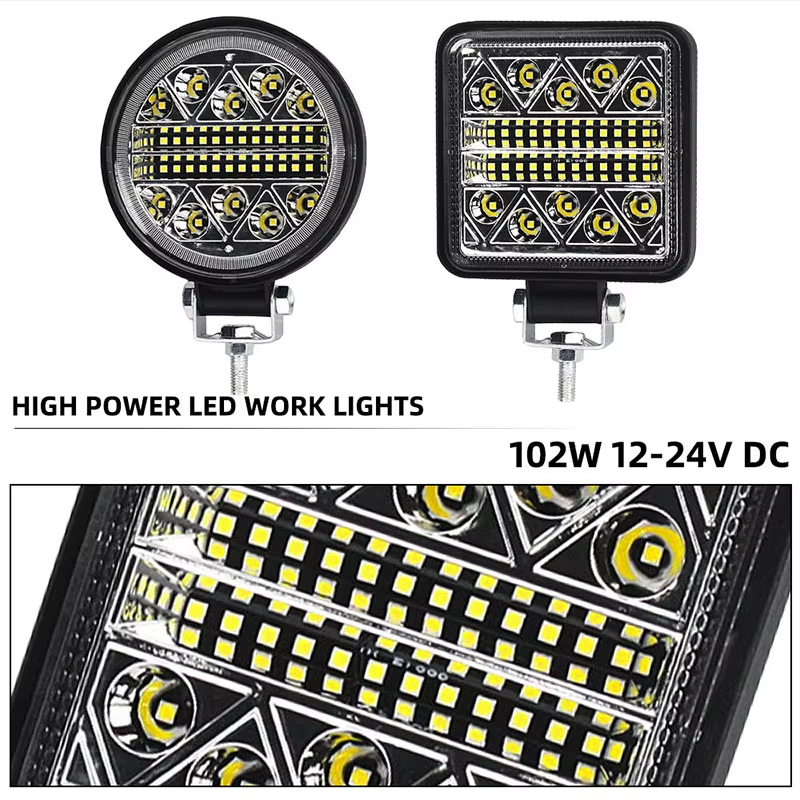 102w-12v-24v-square-round-led-work-light-for-truck-atv-off-road-03 102W 12V-24V Square Round LED Work Light for Truck ATV Off-Road