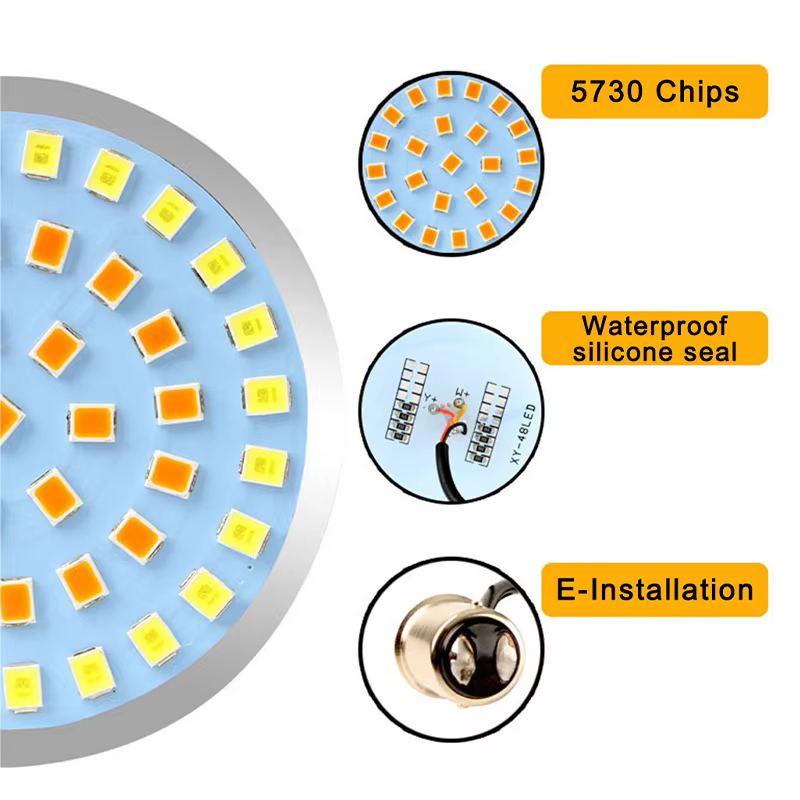 1157-48smd-motorcycle-led-turn-signal-bulbs-white-yellow-04 1157 48SMD Motorcycle LED Turn Signal Bulbs White / Yellow