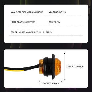 12V-24V Mini Round LED Side Marker Lights for Truck Trailer