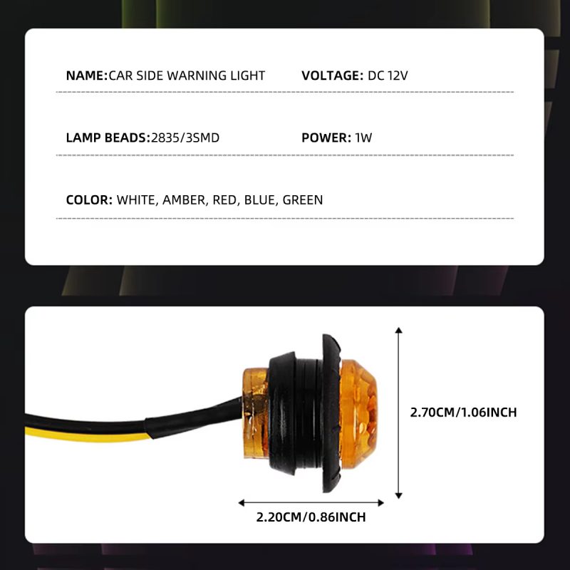 12V-24V Mini Round LED Side Marker Lights for Truck Trailer