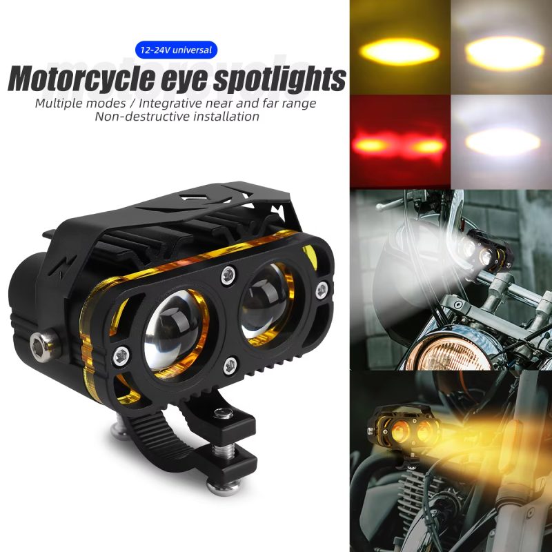12v-24v-motorcycle-led-lens-spotlight-with-dual-color-high-low-beam-04 12V-24V Motorcycle LED Lens Spotlight with Dual Color High Low Beam