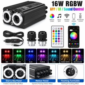 16W Rgbw Car Starry Sky Fiber Optic Ambient Light Kit Main 16W RGBW car starry sky fiber optic ambient light kit with app and RF remote control
