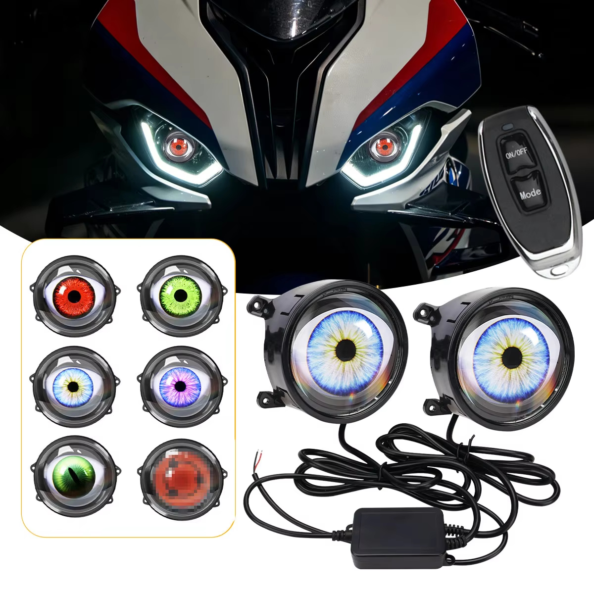 Dynamic devil eyes fog lamp with handheld remote control product reference