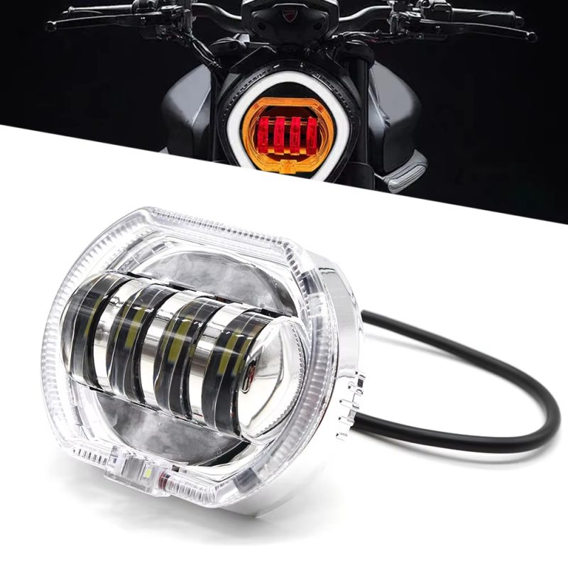 2.5 Inch 16W Motorcycle LED Projector Headlight with DRL Demon Eyes