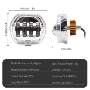 2.5 Inch 16W Motorcycle LED Projector Headlight with DRL Demon Eyes