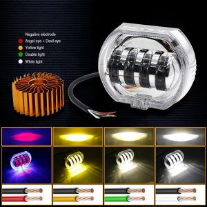 2.5 Inch 16W Motorcycle LED Projector Headlight with DRL Demon Eyes