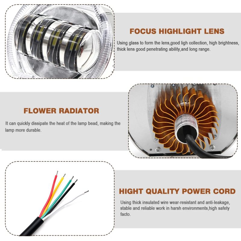 2.5 Inch 16W Motorcycle LED Projector Headlight with DRL Demon Eyes