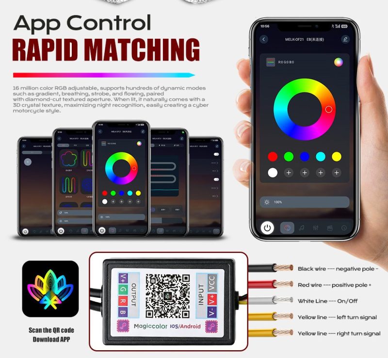 2 5 Inch Black Square Rgb Chasing Angel Eye Shroud App Control App control for 2.5 inch black square RGB chasing angel eye projector lens shrouds