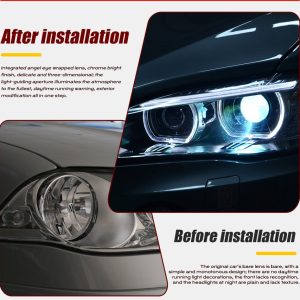 2 5 Inch Black Square Rgb Chasing Angel Eye Shroud Before After Before and after installation effect for 2.5 inch black square angel eye projector shrouds