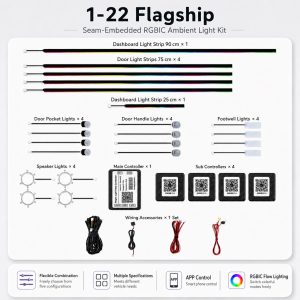 22-in-1 Flagship seam-embedded RGBIC ambient light kit components 22-in-1 Flagship seam-embedded RGBIC ambient light kit components