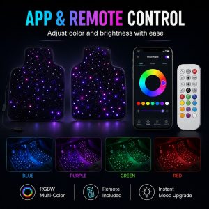 2Pcs Rgbw Starlight Floor Mats App Remote Control App and remote control options for 2pcs RGBW starlight floor mats