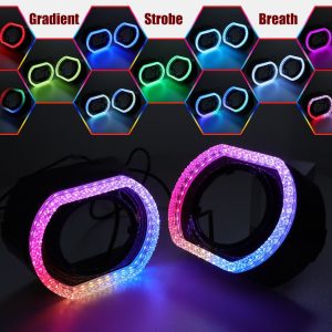3 Inch Black Square Rgb Chasing Angel Eye Shroud Lighting Modes Black square RGB chasing angel eye shroud lighting modes