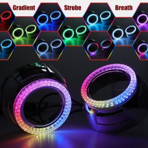 RGB chasing angel eye shroud lighting modes including gradient strobe and breath