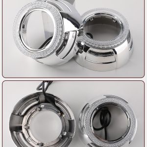 3 inch silver round RGB chasing angel eye shroud product views and package