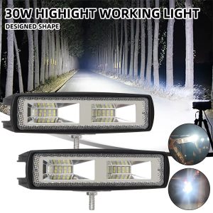 30W 12SMD 12V-24V LED Work Light Bar 6000K for Truck ATV