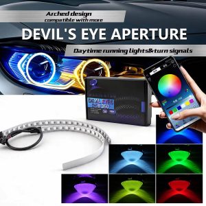 360 Degree RGB App Bluetooth Devil Demon Eyes for 2.5/3 Inch Projector Lens