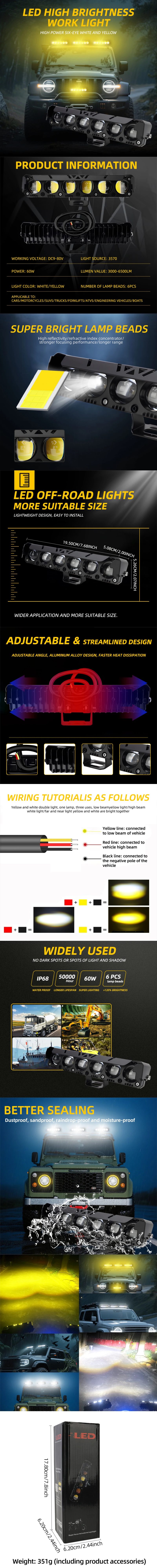 4-5-6-lens-led-spotlight-white-yellow-high-low-beam-work-light-06 4/5/6-Lens LED Spotlight White Yellow High-Low Beam Work Light