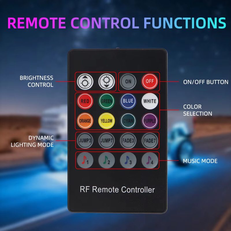 4-in-1-rgb-led-rock-lights-for-off-road-atv-utv-suv-03 4-in-1 RGB LED Rock Lights for Off-Road ATV UTV SUV