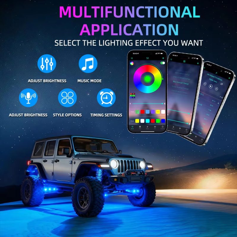 4-in-1-rgb-led-rock-lights-for-off-road-atv-utv-suv-04 4-in-1 RGB LED Rock Lights for Off-Road ATV UTV SUV