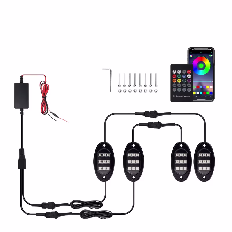 4-in-1-rgb-led-rock-lights-for-off-road-atv-utv-suv-05 4-in-1 RGB LED Rock Lights for Off-Road ATV UTV SUV