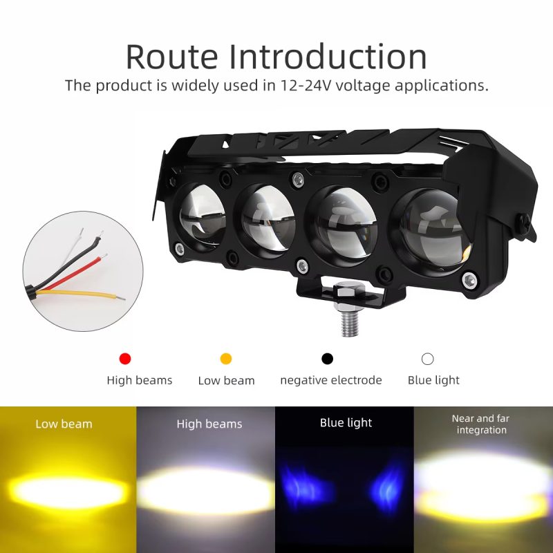 4-lens-led-laser-spotlight-white-yellow-rgb-auxiliary-headlight-04 4-Lens LED Laser Spotlight White Yellow RGB Auxiliary Headlight