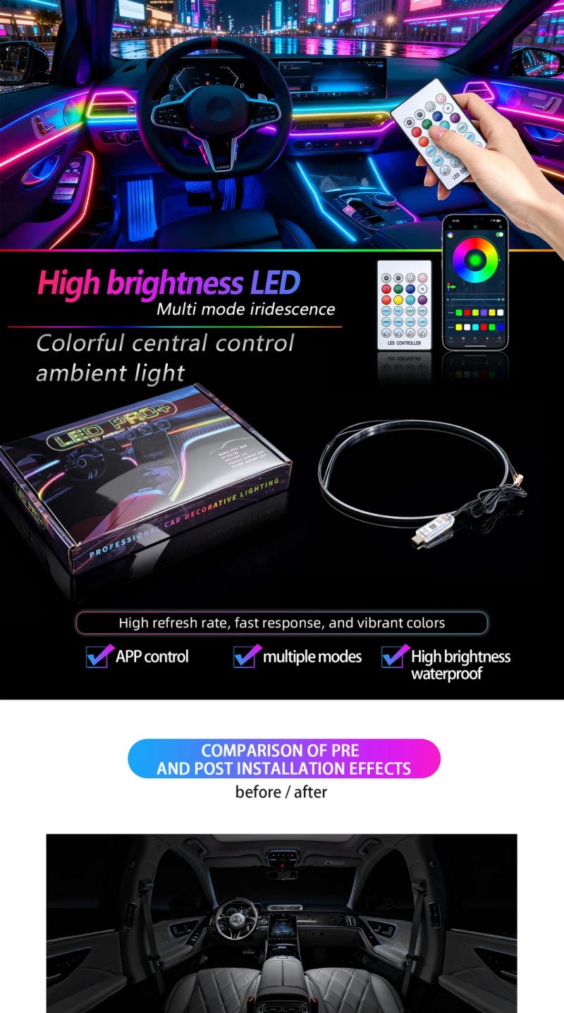 43-31-inch-rgb-64-color-streamer-car-interior-ambient-light-strip-06 43.31 Inch RGB 64-Color Streamer Car Interior Ambient Light Strip