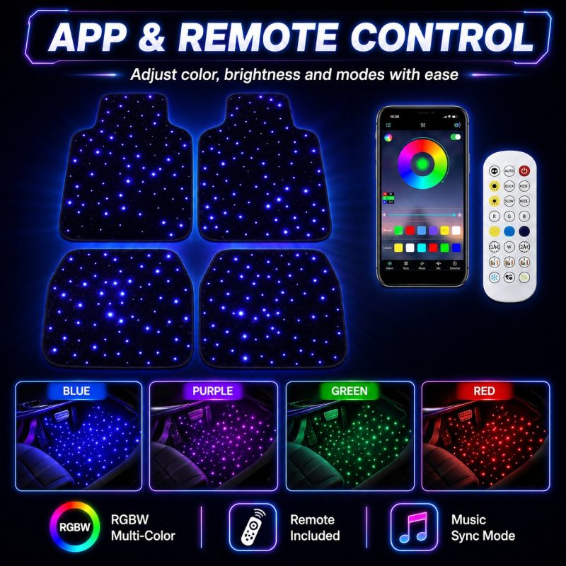 4Pcs Rgbw Starlight Car Mats App Remote Control 4Pcs Rgbw Starlight Car Mats App Remote Control automotive LED lighting reference