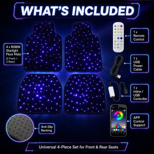 4Pcs Rgbw Starlight Car Mats Kit Contents 4pcs RGBW starlight car mats kit contents with controller and cable