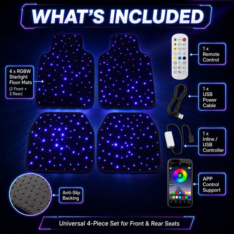 4Pcs Rgbw Starlight Car Mats Kit Contents 4Pcs Rgbw Starlight Car Mats Kit Contents automotive LED lighting reference