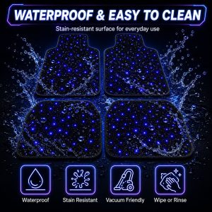 4Pcs Rgbw Starlight Car Mats Waterproof Cleaning Cleaning and surface detail graphic for 4pcs RGBW starlight car mats