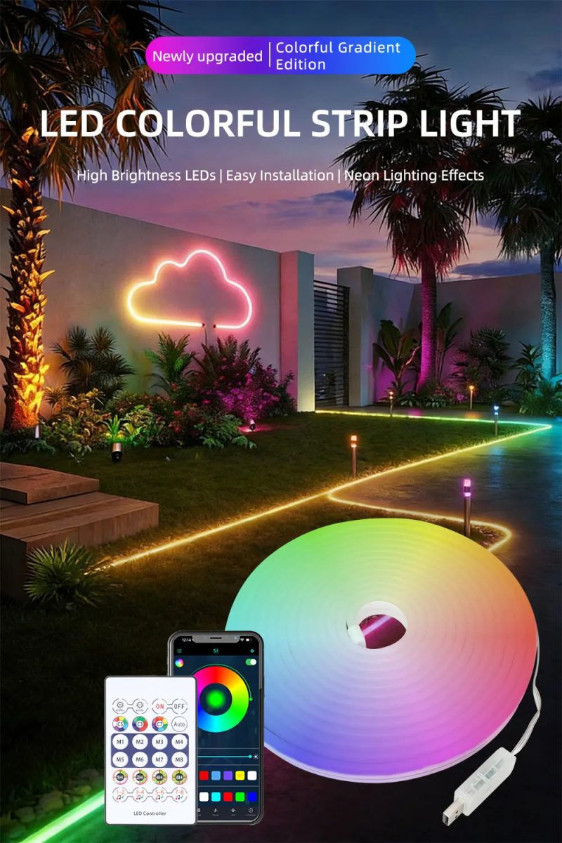 5V USB RGB Neon Strip Light 5M Symphony Flexible Decoration Light