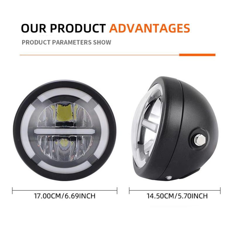 5.75 Inch Motorcycle LED Headlight Assembly with Halo DRL 5.75 Inch Motorcycle LED Headlight Assembly with Halo DRL