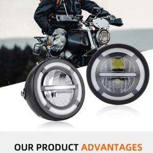5.75 Inch Motorcycle LED Headlight Assembly with Halo DRL 5.75 Inch Motorcycle LED Headlight Assembly with Halo DRL