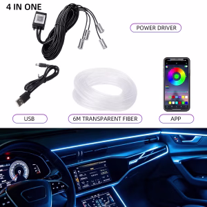6M RGB Fiber Optic Car Interior Ambient Light Strip