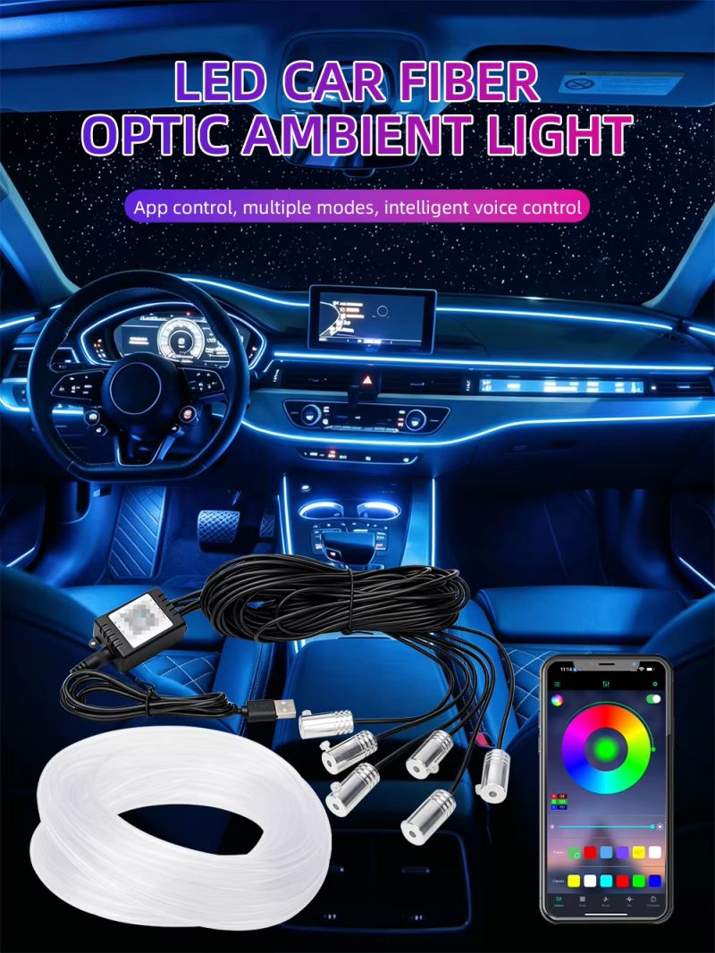 6M RGB Fiber Optic Car Interior Ambient Light Strip