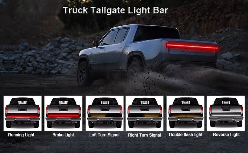 Pickup Truck Triple Row Tailgate Light Bar with Brake Reverse Turn Signal - Detail 01 Pickup Truck Triple Row Tailgate Light Bar with Brake Reverse Turn Signal - Detail 01