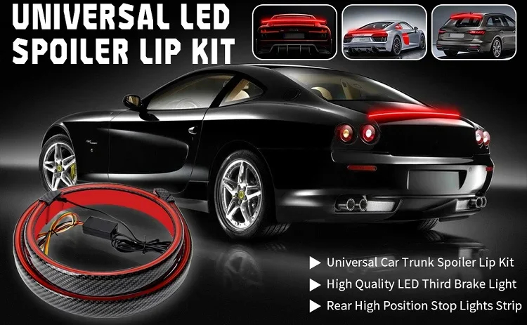 Universal LED Spoiler Rear Lip Kit with Brake DRL Turn Signal - Detail 01 Universal LED Spoiler Rear Lip Kit with Brake DRL Turn Signal - Detail 01