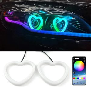 Heart Shape RGB Cotton LED Angel Eye Halo Rings for Car and Motorcycle - Detail 01
