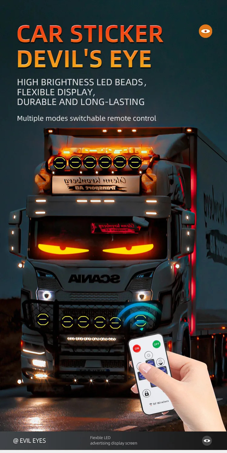Truck Car Devil Eye LED Pixel Windshield Panel 12V-24V - Detail 01 Truck Car Devil Eye LED Pixel Windshield Panel 12V-24V - Detail 01