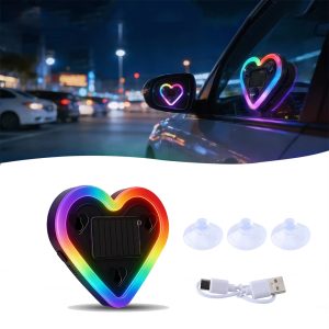 Solar Heart Shape RGB Car Window LED Display Light, Dynamic Ambient Warning