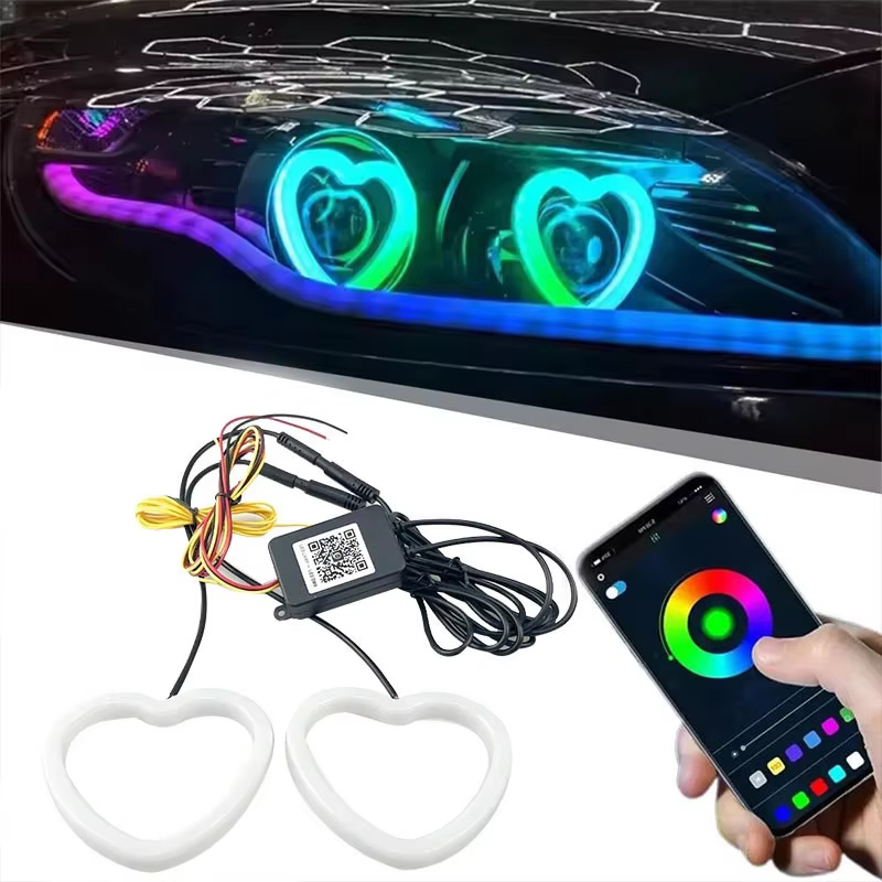 Heart Shape RGB Cotton LED Angel Eye Halo Rings for Car and Motorcycle - Main 01