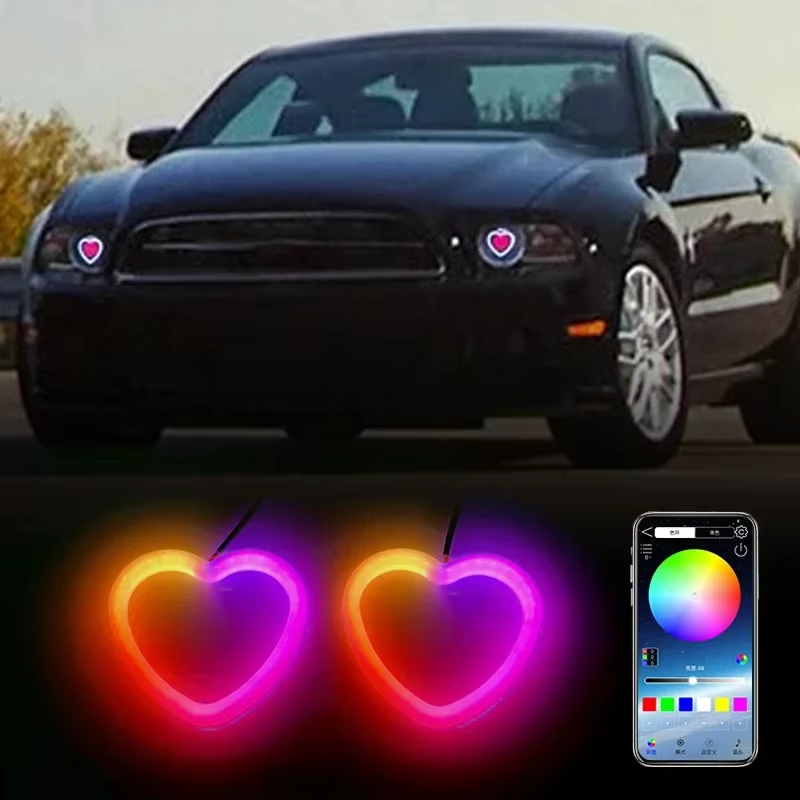 Heart Shape RGB Cotton LED Angel Eye Halo Rings for Car and Motorcycle - Main 02