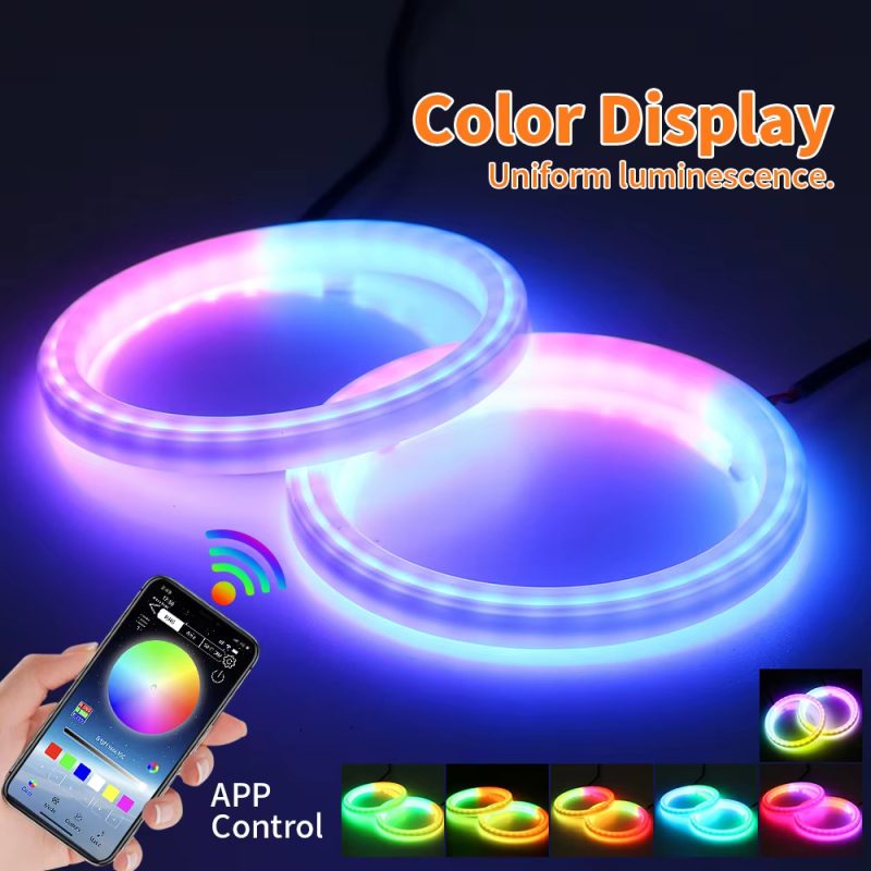 RGB Angel Eye Halo Rings with Turn Signal and Bluetooth App Control - Main 02