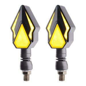 AC-0167 Yellow Spear Motorcycle LED DRL Turn Signal Pair
