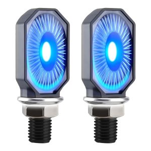 AC-0225 Blue Oval Motorcycle LED DRL Turn Signal Pair