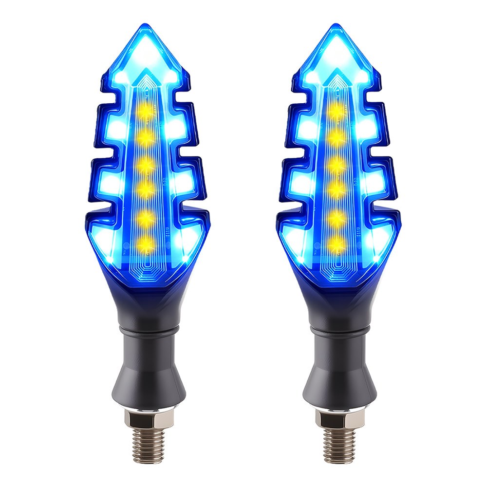 AC-0254-B Blue Arrow Motorcycle LED DRL Turn Signal Pair