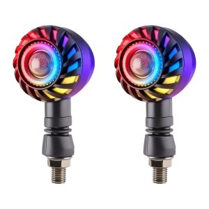 AC-0285 Round RGB Halo Motorcycle LED DRL Turn Signal Pair