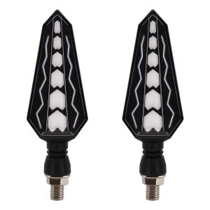 AC-0304 Black Lattice Motorcycle LED DRL Turn Signal Pair
