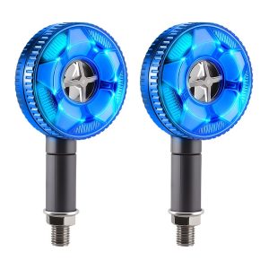 AC-0305 Blue Rotating-Fan Motorcycle LED DRL Turn Signal Pair